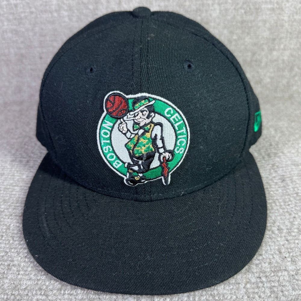 Boston Celtics New Era Fitted Hat Mens 7 1/4 Black 59FIFTY NBA Flat Brim
